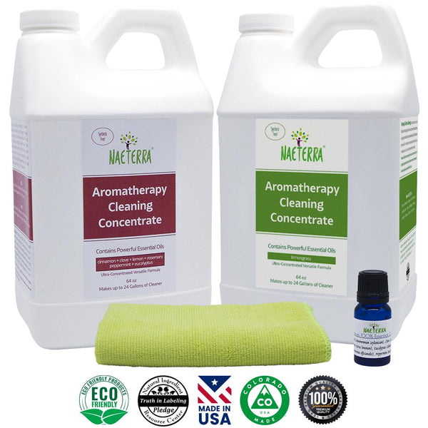 Naeterra Original Aromatherapy Cleaning Concentrate, Plus Pet Safe Lemongrass Cleaning Concentrate - 1 Gallon Bundle Mix